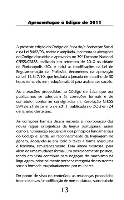 Código de Ética do/a Assistente Social Lei 8662/93 - CFESS