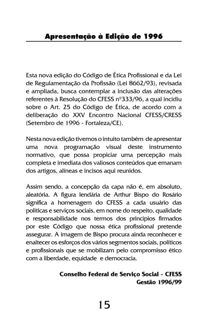 Código de Ética do/a Assistente Social Lei 8662/93 - CFESS