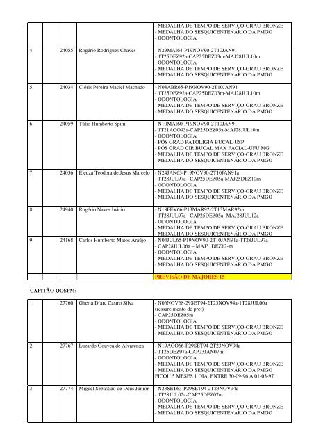 almanaque dos oficiais da pmgo atualizado em 03 de janeiro 2013 ...