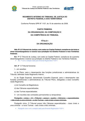 Regimento Interno atualizado ER 08-2013 - TJDFT