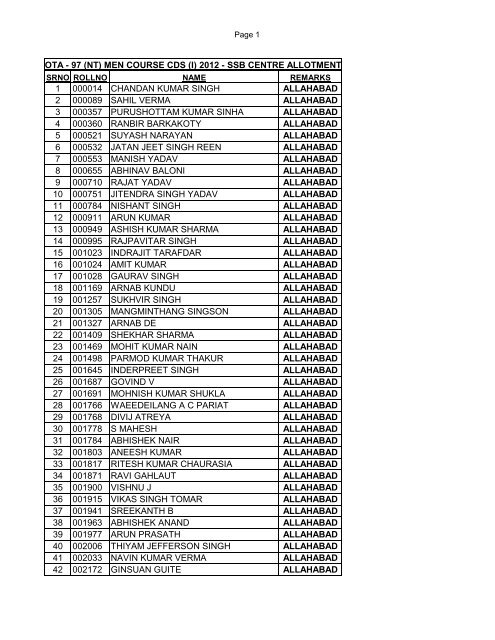 Ota - 97 (nt) men course cds - Join Indian Army