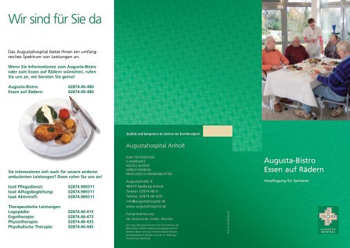 Broschüre Bistro und Essen auf Rädern - Augustahospital Anholt