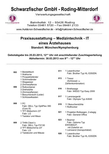 Praxisausstattung – Medizintechnik - IT eines Ärztehauses