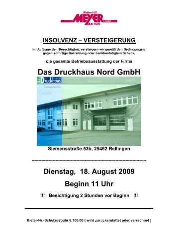 Das Druckhaus Nord GmbH - Auktionshaus Walter H.F. Meyer GmbH