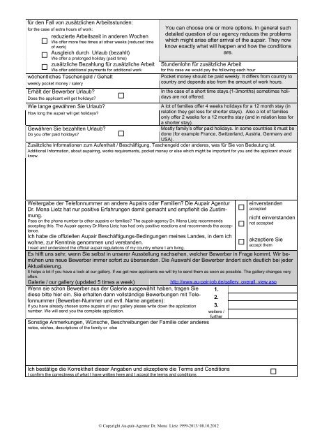 Host-Family-Registration Form - Au-Pair Agentur Dr. Mona Lietz