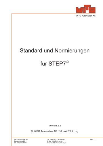Standard und Normierungen für STEP7 - WITO Automation AG