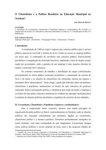 Clientelismo e política brasileira na educação municipal