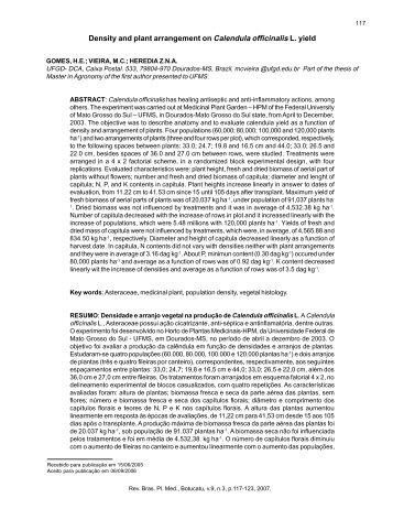 Density and plant arrangement on Calendula officinalis L ... - SBPM