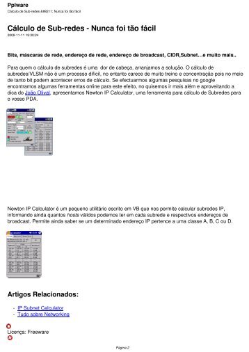 Cálculo de Sub-redes - Nunca foi tão fácil - Pplware
