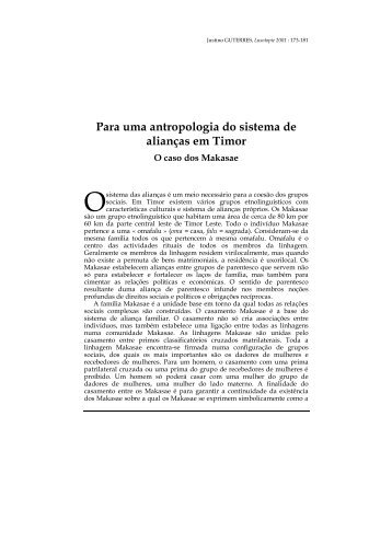 Para uma antropologia do sistema de alianças em Timor - Lusotopie