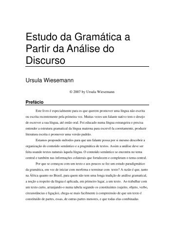 Estudo da Gramática a Partir da Análise do Discurso