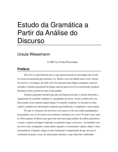Estudo da Gramática a Partir da Análise do Discurso