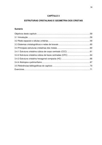 Estruturas cristalinas e geometria dos cristais - Unioeste