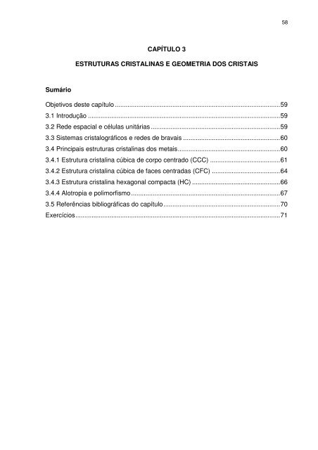 Estruturas cristalinas e geometria dos cristais - Unioeste