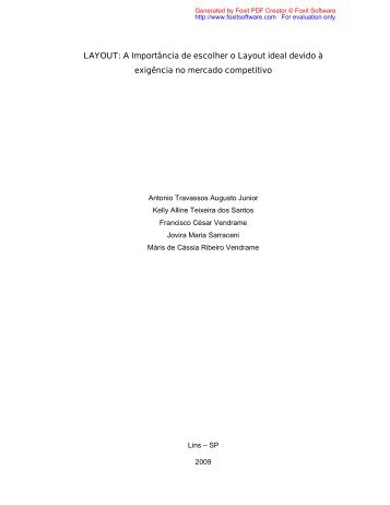 LAYOUT: A Importância de escolher o Layout ideal ... - Unisalesiano