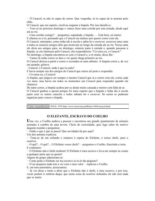 Caderno de Apoio à Prática Pedagógica: Contos Africanos