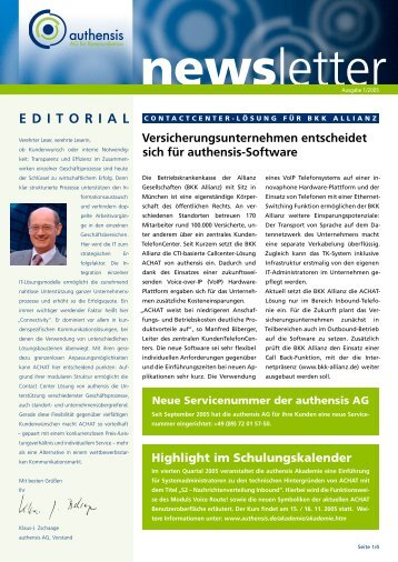 Editorial - authensis AG