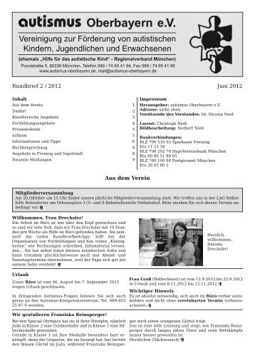 Rundbrief Juni 2012 - Autismus Oberbayern