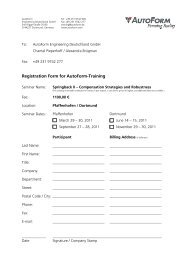 Registration Form for AutoForm-Training - AutoForm Engineering