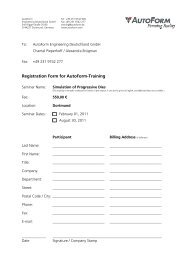Registration Form for AutoForm-Training - AutoForm Engineering