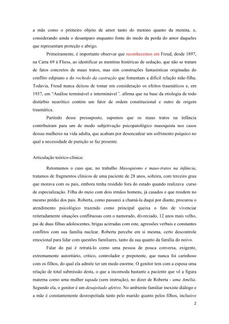 Masoquismo e a noção de desamparo na clínica com mulheres