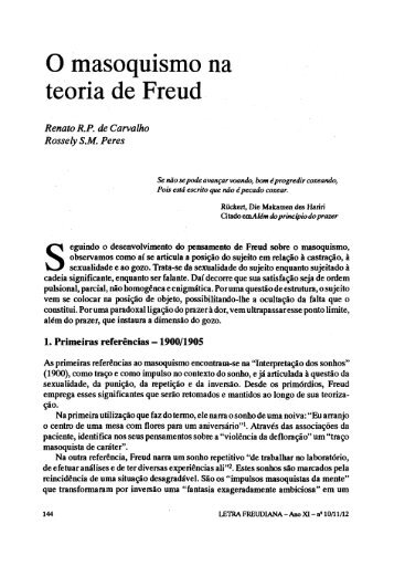 O masoquismo na teoria de Freud - Escola Letra Freudiana