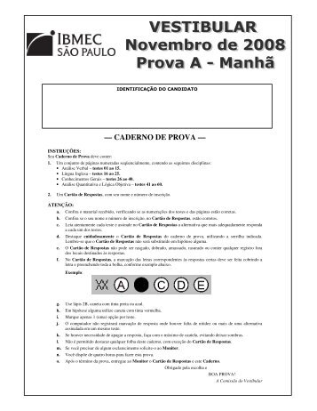 — CADERNO DE PROVA — - Apoio Escola