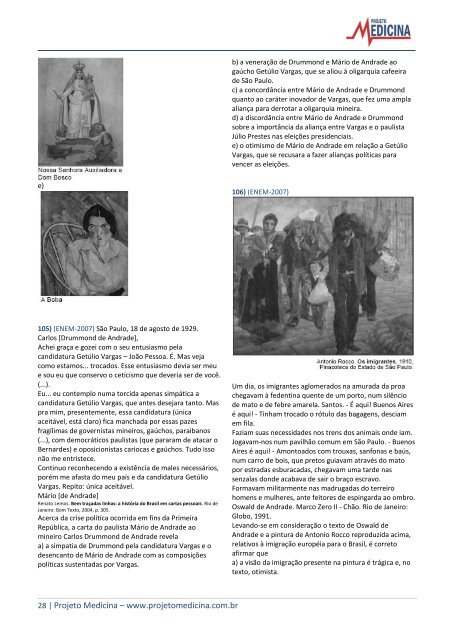 Exercícios de História República Velha - Projeto Medicina