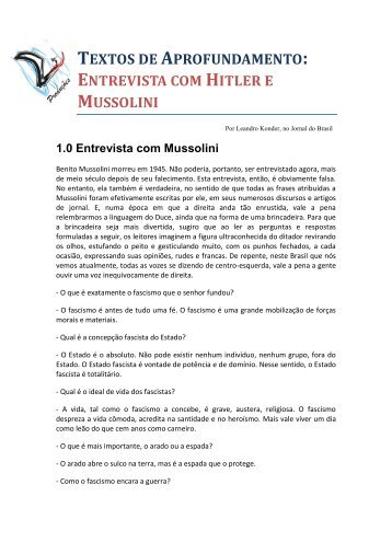 textos de aprofundamento – entrevista com hitler e mussolini