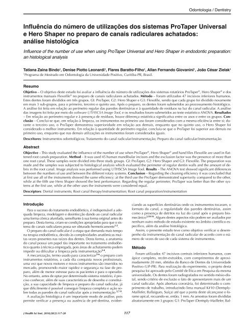 Influência do número de utilizações dos sistemas ProTaper ... - Unip