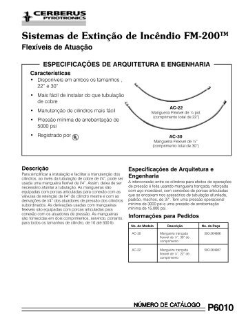 P6010 Sistemas de Extinção de Incêndio FM-200TM