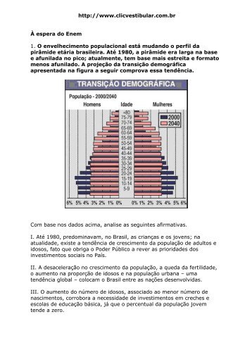 01. Questão sobre envelhecimento populacional - clicRBS