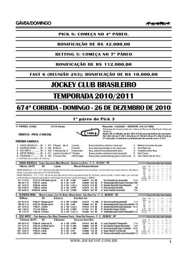 jockey club brasileiro temporada 2010/2011 - Jockey Club de São ...