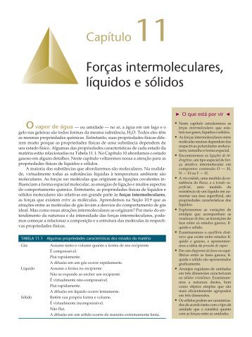 Forças intermoleculares, líquidos e sólidos