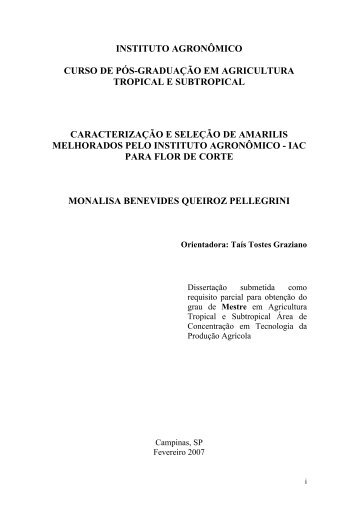 Caracterização e seleção de amarilis melhorados pelo ... - IAC