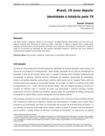 Brasil, 10 anos depois: identidade e história pela TV - Unirevista
