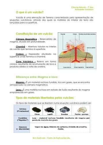 Ficha Informativa - Atividade Vulcânica - Webnode