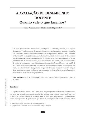 A AVALIAÇÃO DE DESEMPENHO DOCENTE Quanto vale o que ...