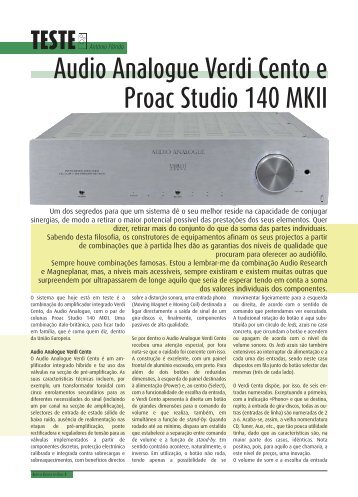 Audio Analogue Verdi Cento e Proac Studio 140 MKII