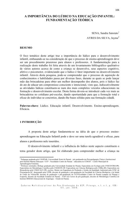 08 - A Importância do Lúdico na Educação Infantil - Faculdades do ...