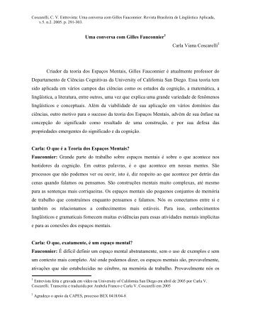 Entrevista: Uma conversa com Gilles Fauconnier - FALE