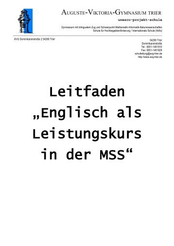 Englisch in der MSS - Auguste-Viktoria-Gymnasium Trier