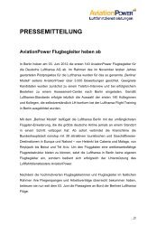 PRESSEMITTEILUNG AviationPower Flugbegleiter heben ab