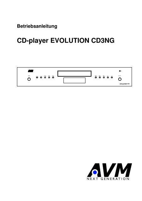 CD-player EVOLUTION CD3NG - AVM Next Generation Audio ...