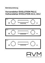 Vorverstärker EVOLUTION PA3.2, Vollverstärker ... - AVM Audio