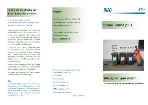 Grüne Tonne plus Altpapier und mehr... - AVR