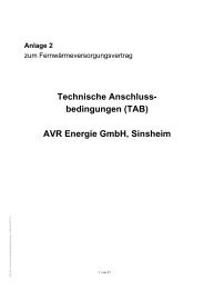 Technische Anschluss- bedingungen (TAB) AVR Energie GmbH ...