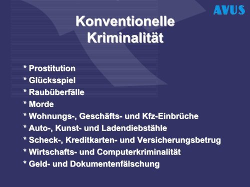 Internationale Kriminalität und Versicherung - bei AVUS!