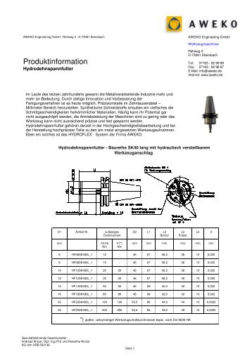 Hydrodehnspannfutter als PDF - bei AWEKO Engineering 73061 ...