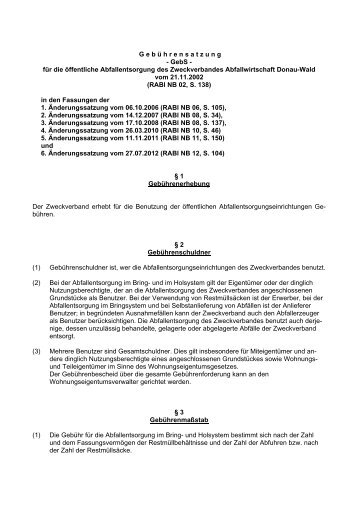 Gebührensatzung - ZAW Donau-Wald